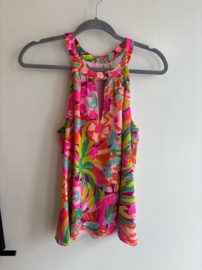 Lilly Pulitzer Pink Multi Floral Halter Tank Top